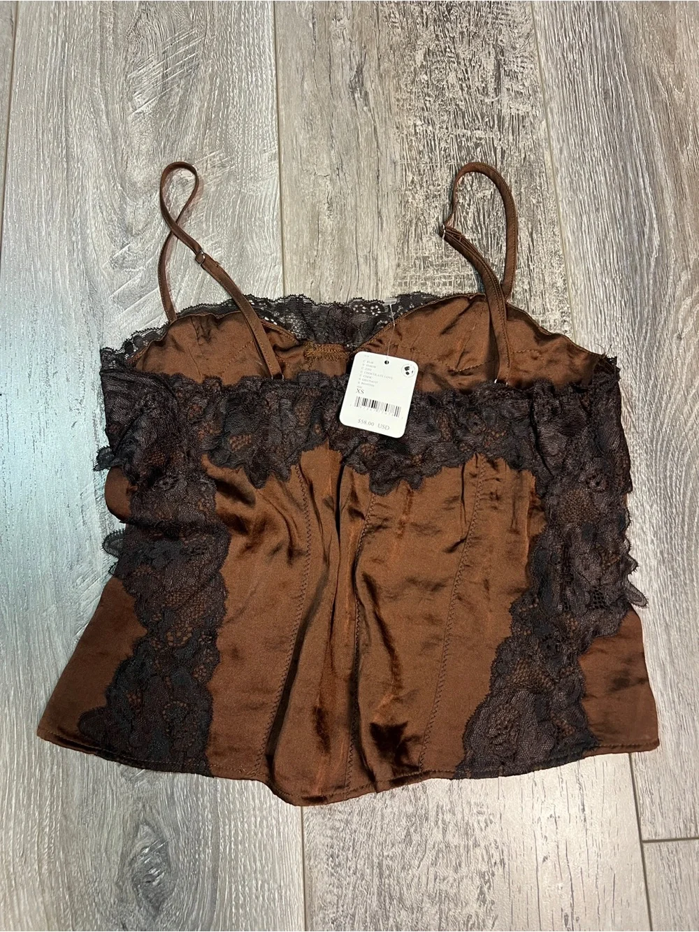 Free People Women's Black and Brown Crop-top XS